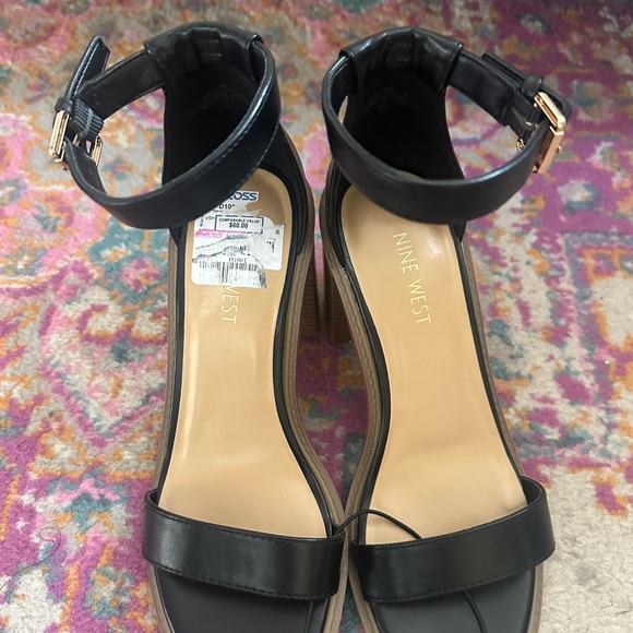 Nine West Black Ankle Strap Heels - Picture 2 of 4